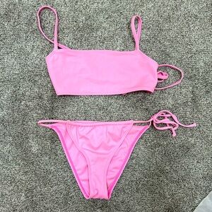 LA HEARTS | One Sided Tie Bubblegum Pink Bikini